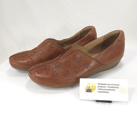 Clarks Collection Leather Slip On Casual Loafer Flat Womens Size 8.5 15807 Brown - Picture 1 of 9